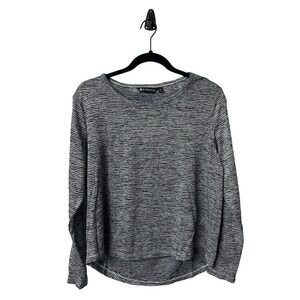 Athleta Breezy Striped Open Back Top Navy and White